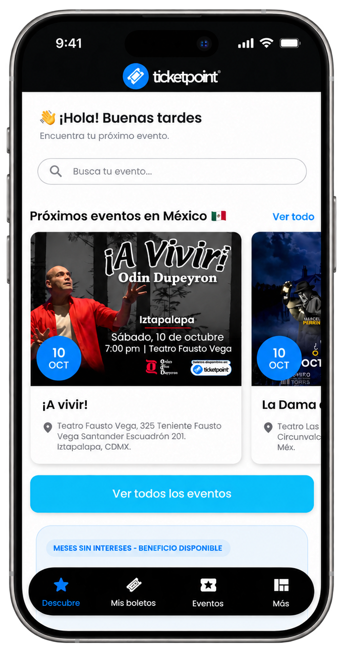 Vista de la aplicación TicketPoint en iPhone